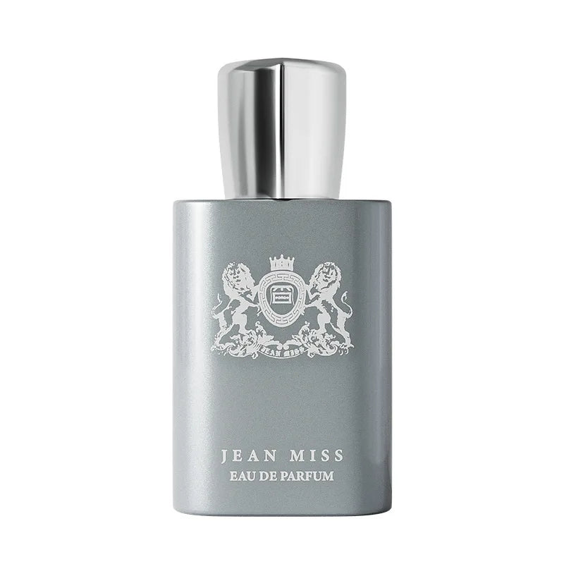 Flacon d'eau de parfum Jean Miss gris argenté sur fond blanc