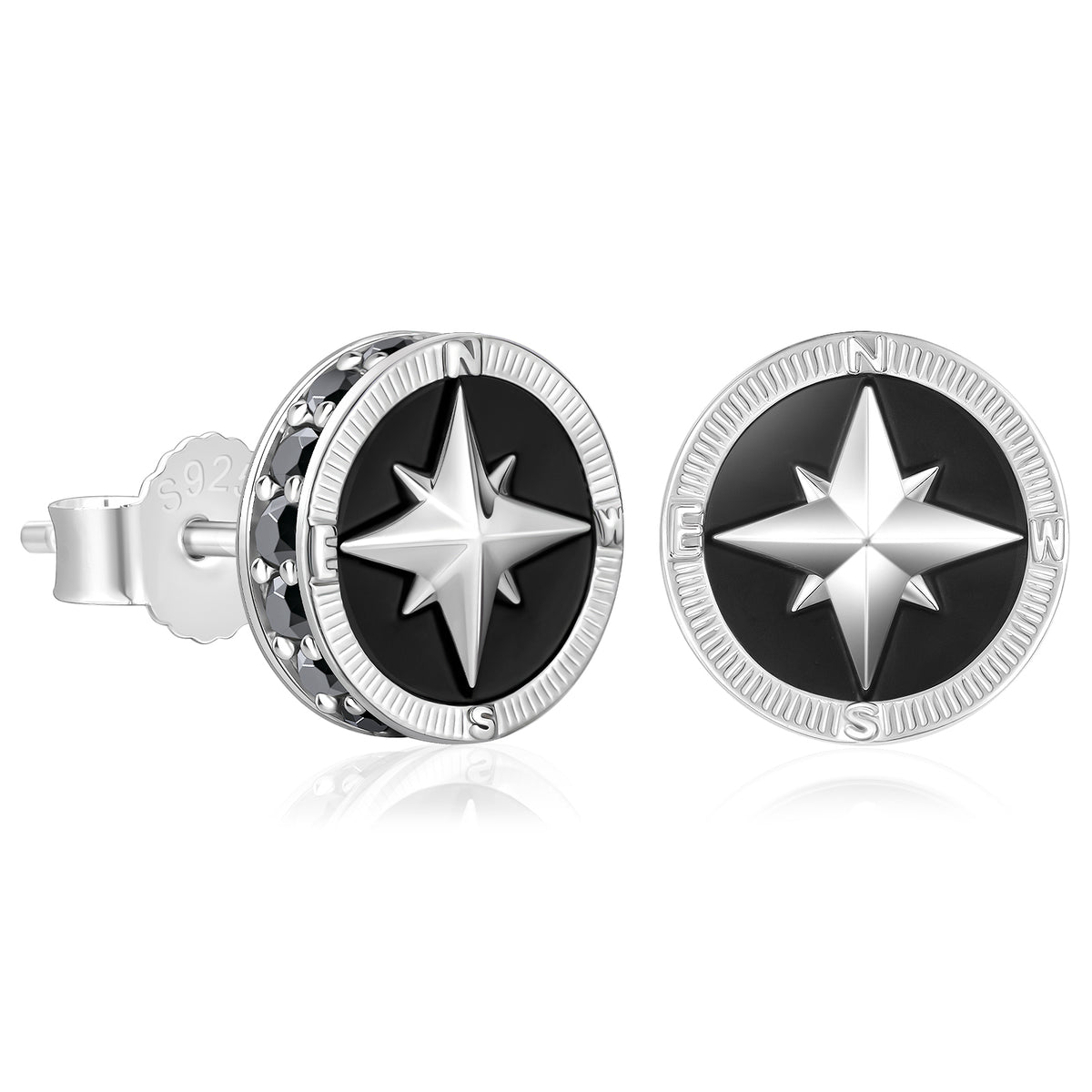Clous Zircon Noir — Argent 925