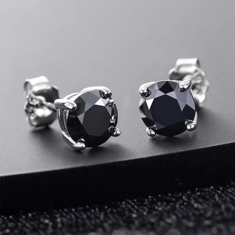 Clous Moissanite Noire — Argent 925