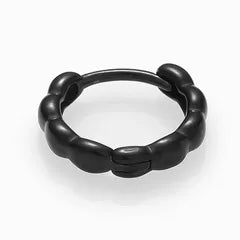 Créoles noires torsadées en acier inoxydable, trio 8/10/12 mm — vue de dessus
