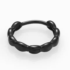 Créoles noires torsadées en acier inoxydable, trio 8/10/12 mm — vue de profil