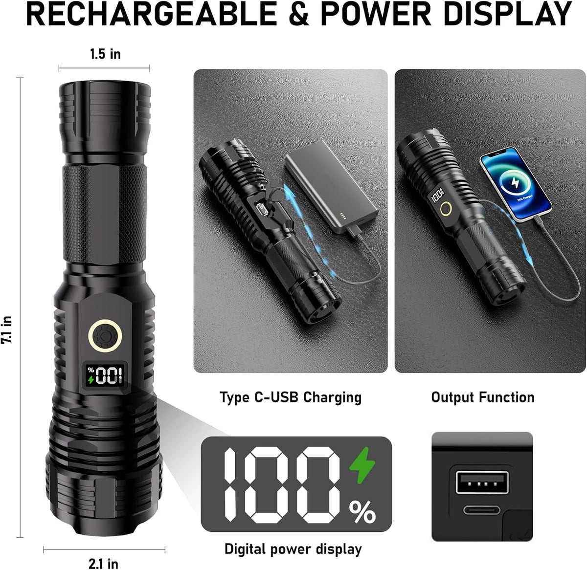 Torche tactique EDC noir mat OG NOIR