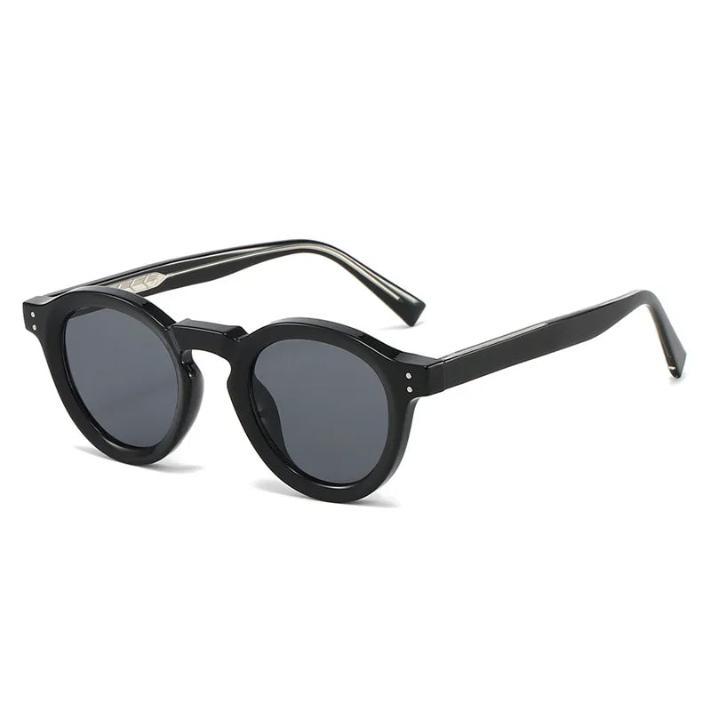 Lunettes rétro rondes en acétate noir, verres UV400